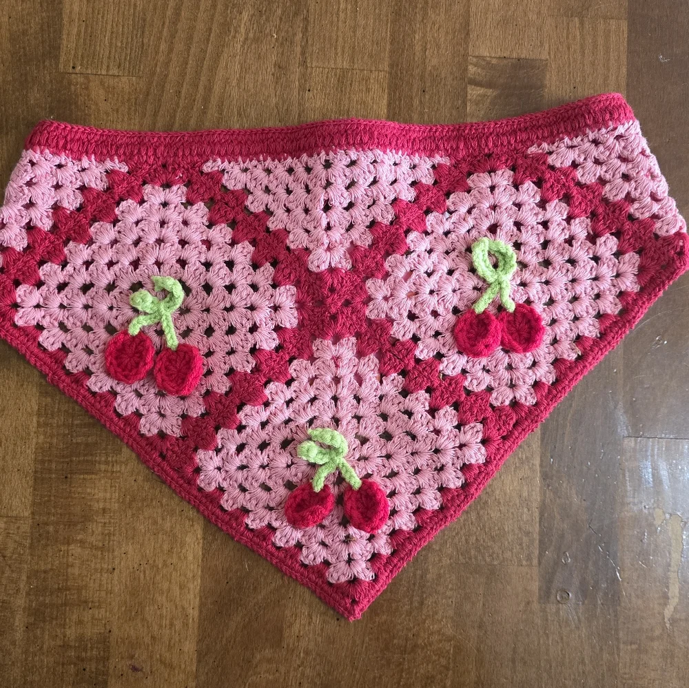 Cherry Crochet Bandana - Picture 1 of 4